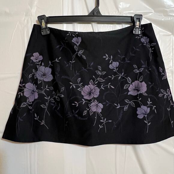 PS Dresses & Skirts - Black Floral Skort Mini Skirt With Built In Shorts Size M 29” Waist
